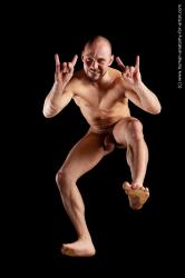 Nude Man Muscular Bald Hyper angle poses Realistic